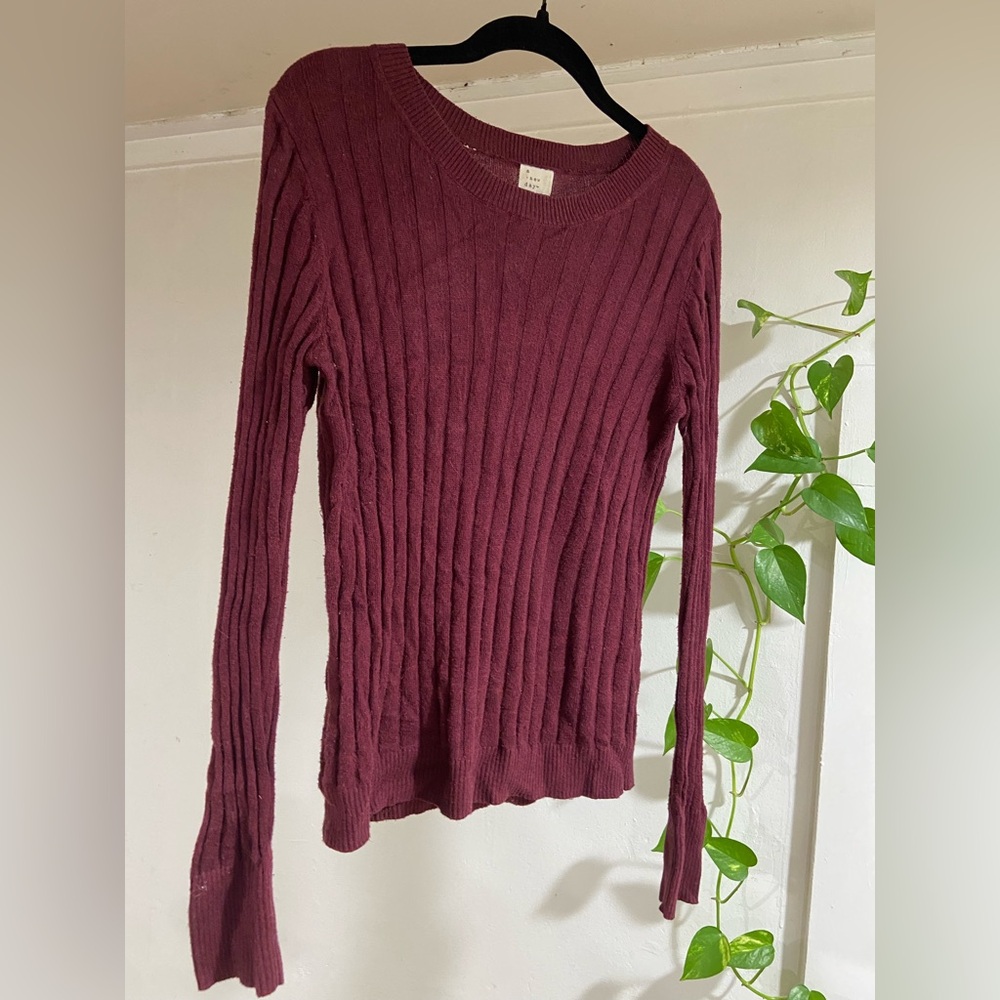 A New Day Maroon Ribbed Sweater